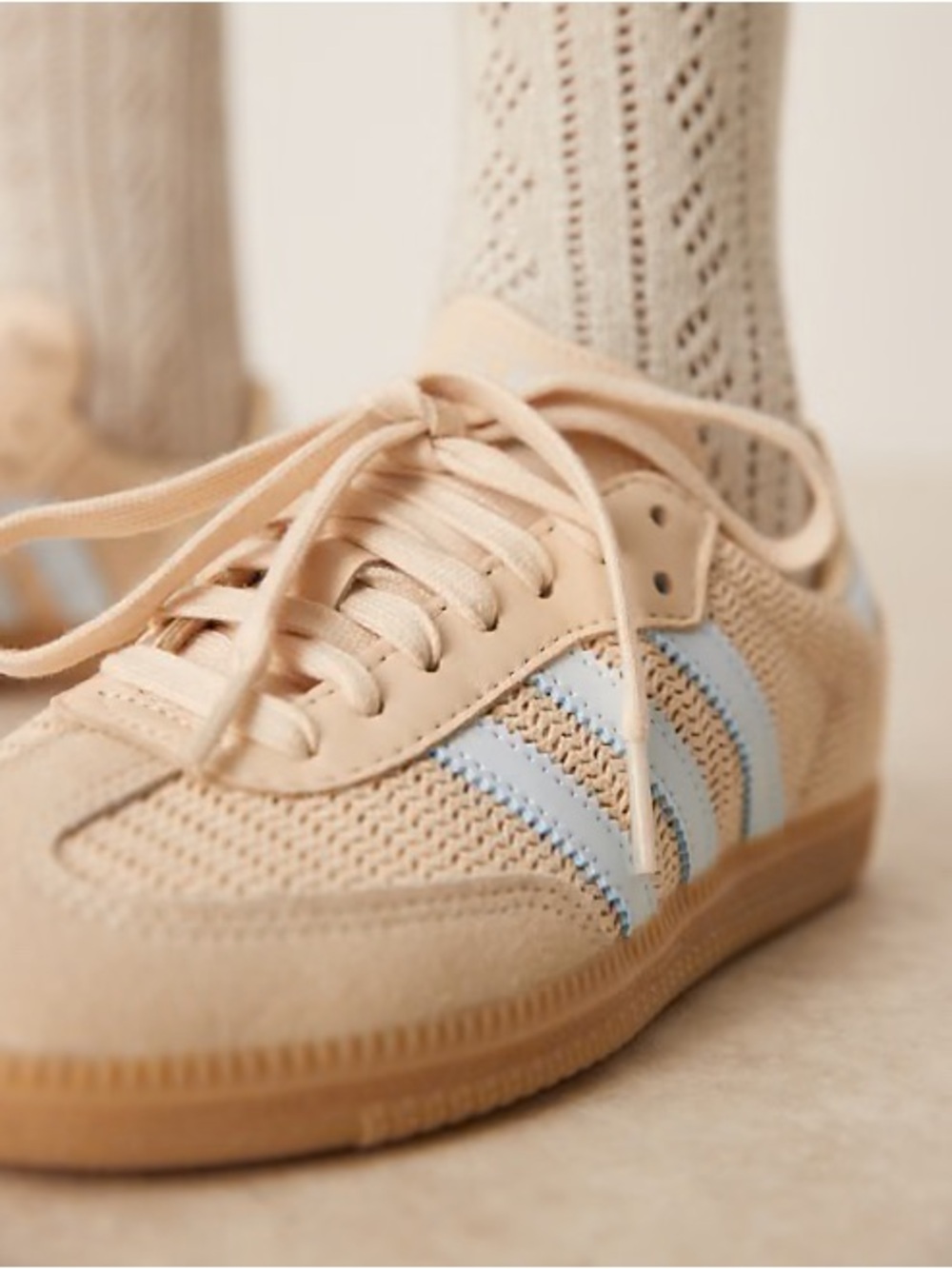 NEW Women's Adidas Samba OG beige & blue sneaker